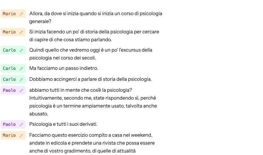 Riconoscimento dei partecipanti